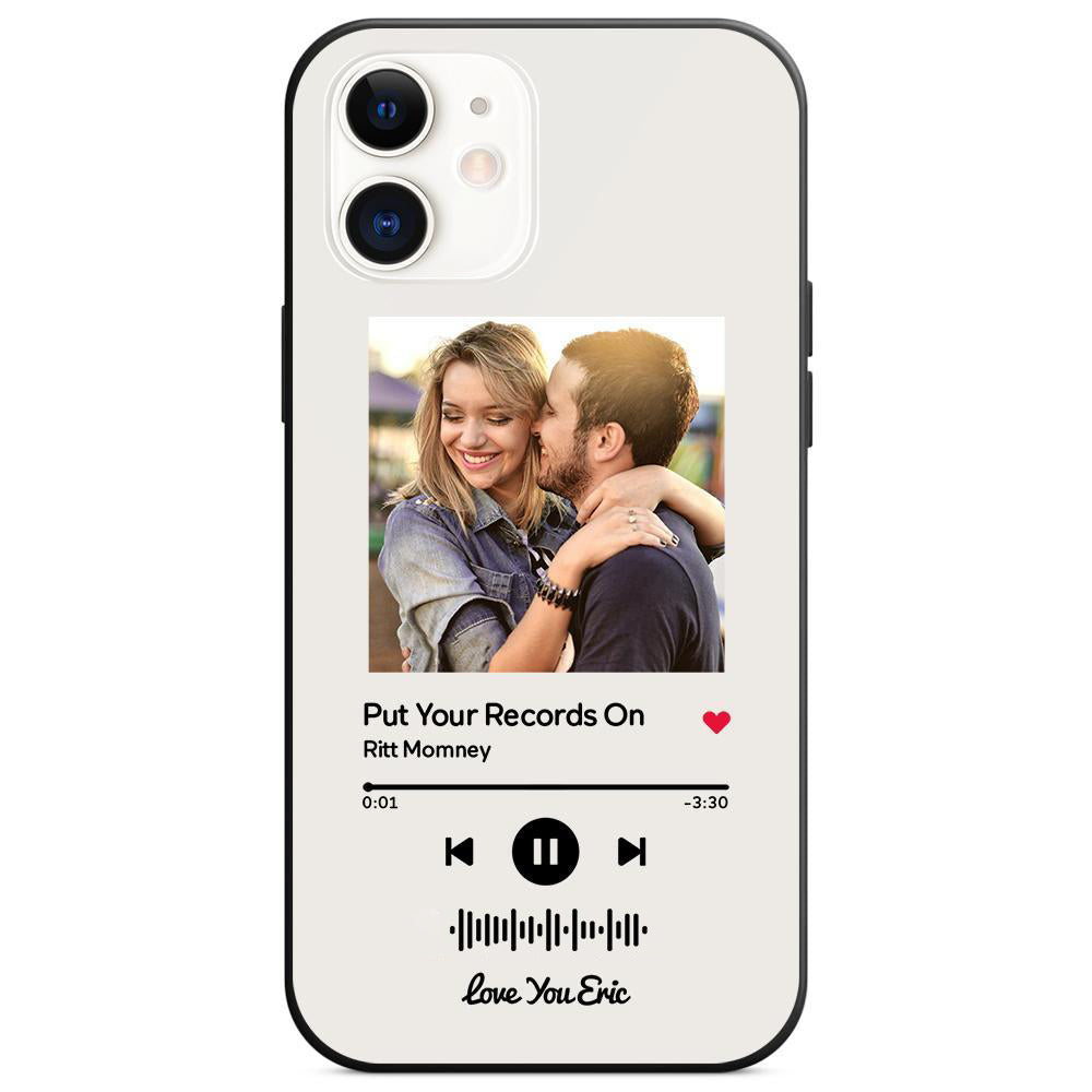custom scannable music code glass iphone cases with picture for iphone series, slim lightweight design, anti-drop protection, easy clean, wireless charging compatible
