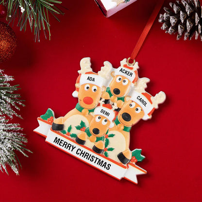 Custom Name Reindeer Family Xmas Ornament Personalised Decoration Gifts for Christmas Tree