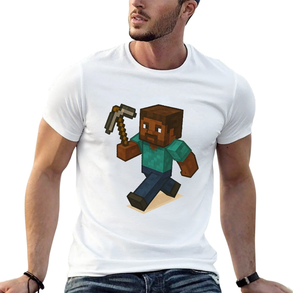 2025 new 150g men's short sleeve t-shirt, breathable cotton fitness tee, casual wear for home, travel, and events, stylish double-sided print, comfortable fit