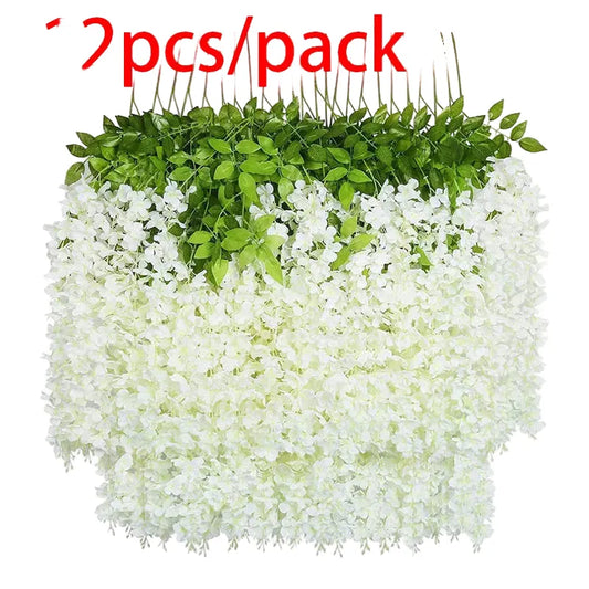 12pcs Silk Wisteria Flower Garlands for Outdoor and Indoor Decoration, Perfect for Wedding Arches, Garden Parties, Bridal Showers, Home Decor, and Celebrations
