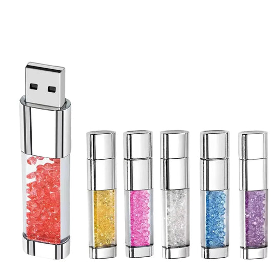 128GB Crystal LED USB 3.0 Flash Drive with Metal Design, High-Speed Memory Stick for Laptop, Car, TV, Ideal Wedding and Business Gift, Multiple Colours Available