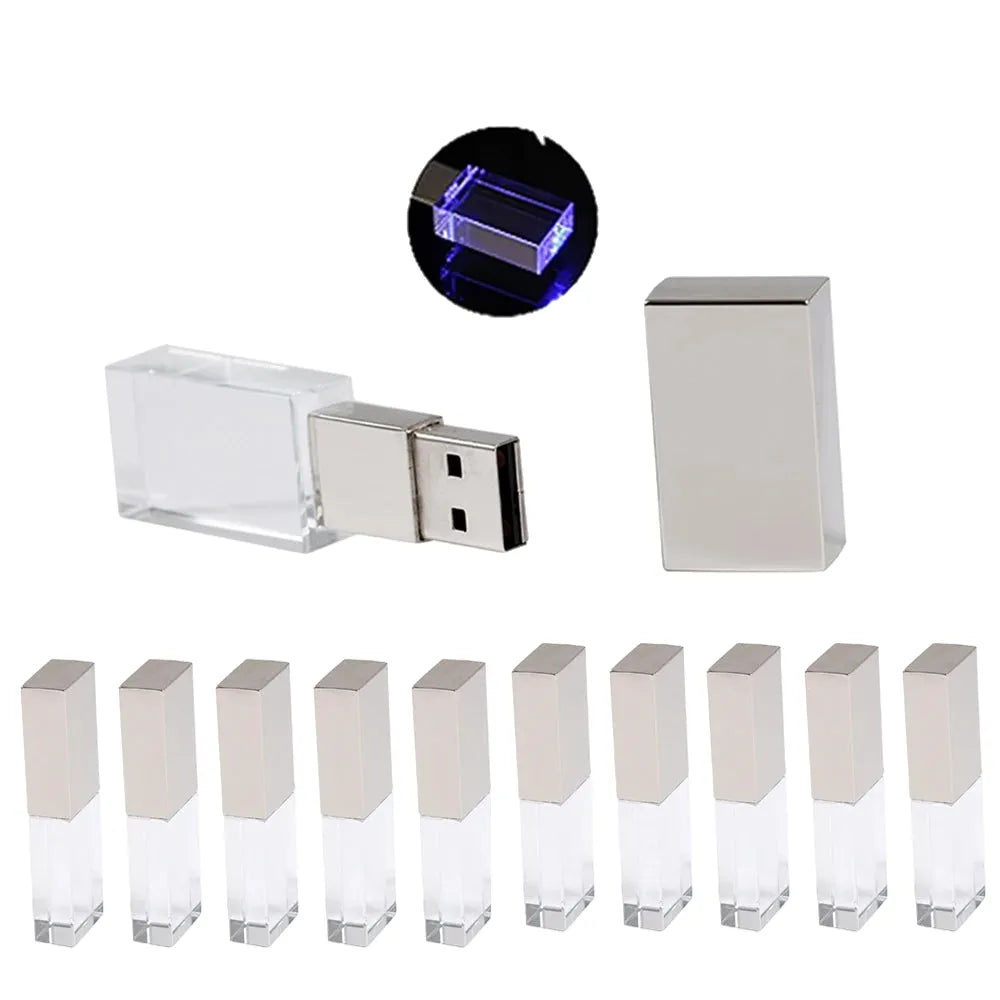 10pcs crystal usb flash drive set 128gb/64gb, stylish memory sticks for weddings & business, available in gold, rose gold, silver, black, usb 2.0, gift ready