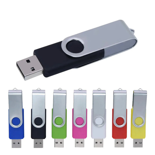 USB Flash Drive 128GB 64GB 32GB 16GB 8GB 4GB Swivel Design, Metal Pen Drive, Cle USB 2.0 Portable Memory Stick, Multiple Colours, CE & RoHS Certified, Real Capacity