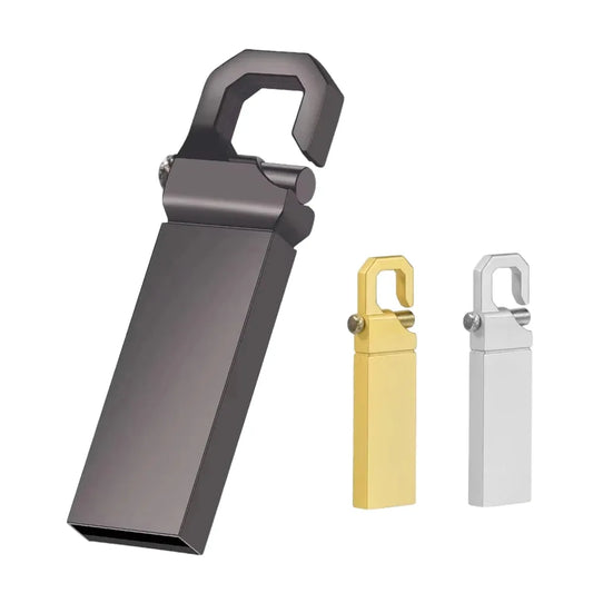 USB 2.0 Metal Flash Drive - Waterproof and Shatterproof Memory Stick for Laptop, Car, TV - 128GB, 64GB, 32GB, 16GB - High-Speed U Disk - Portable and Durable
