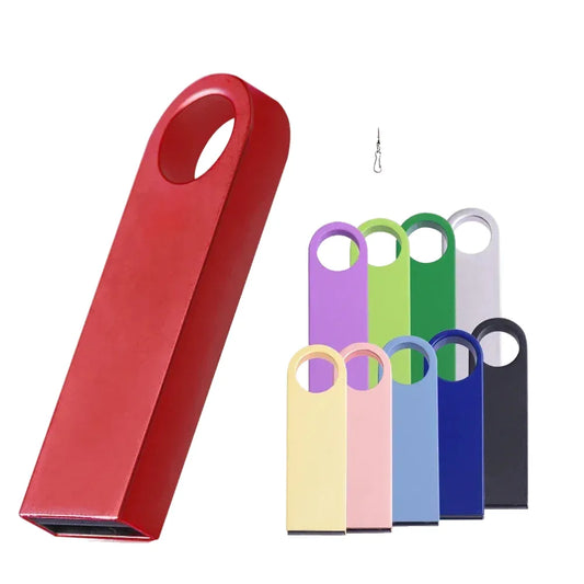 Ultra Slim Metal USB Flash Drive 128GB & TYPE-C Adapter | 64GB 32GB 16GB Options | Waterproof Memory Stick for Laptop, Car, TV | Assorted Colours | Ideal Business & Creative Gift