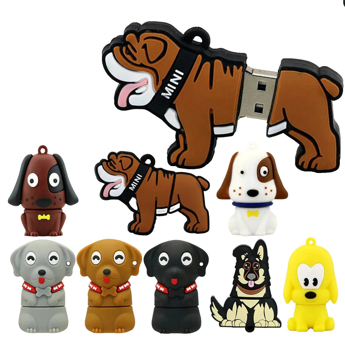 usb flash drive dog-themed memory stick, silicone animal design, 8gb to 256gb, compatible with windows & mac, cute cartoon pug, labrador, bulldog usb 2.0 pendrive for storage