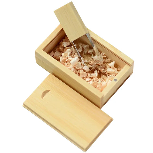USB Crystal Wood Flash Drive 128GB with Walnut Box – Elegant Memory Stick for Weddings, Gifts, and Storage – Available in 64GB, 32GB, 16GB Options