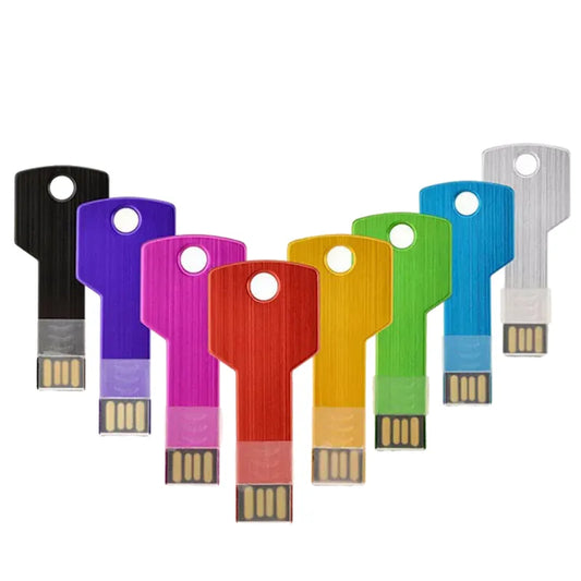 USB 2.0 Key Shape Flash Drive, Waterproof Metal Pen Drive, 4GB-64GB Memory Stick, Portable Data Storage for Business and Personal Use