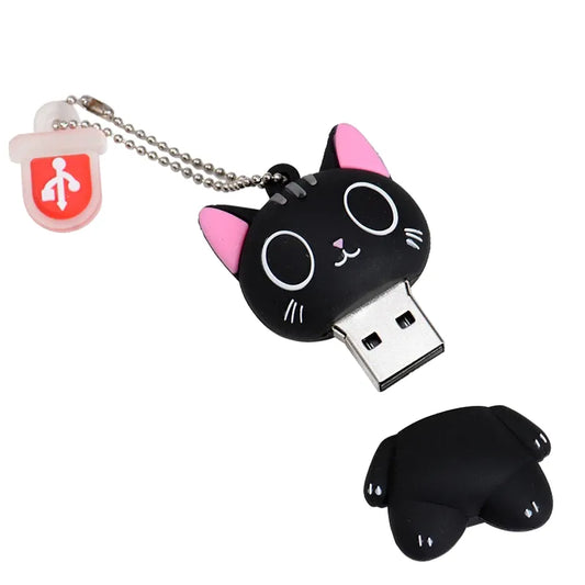 Cute Cartoon Cat USB Flash Drive 16GB-128GB, Silicone Memory Stick for Computer/TV, Perfect Creative Business or Personal Gift, USB 2.0 Storage Solution