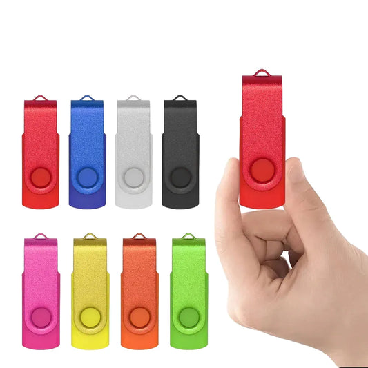 USB Flash Drive Multi-Storage Options, High-Speed Metal Pen Drive, USB 2.0, 128GB/64GB/32GB/16GB/8GB/4GB, Universal Use for Computer, Car, TV, 8 Colour Choices
