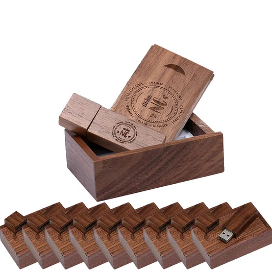 Wooden USB Flash Drive 128GB, 64GB, 32GB Memory Stick - Customisable Logo, Waterproof, Shatterproof - Ideal for Photography, Wedding, Business Gifts, Creative Use