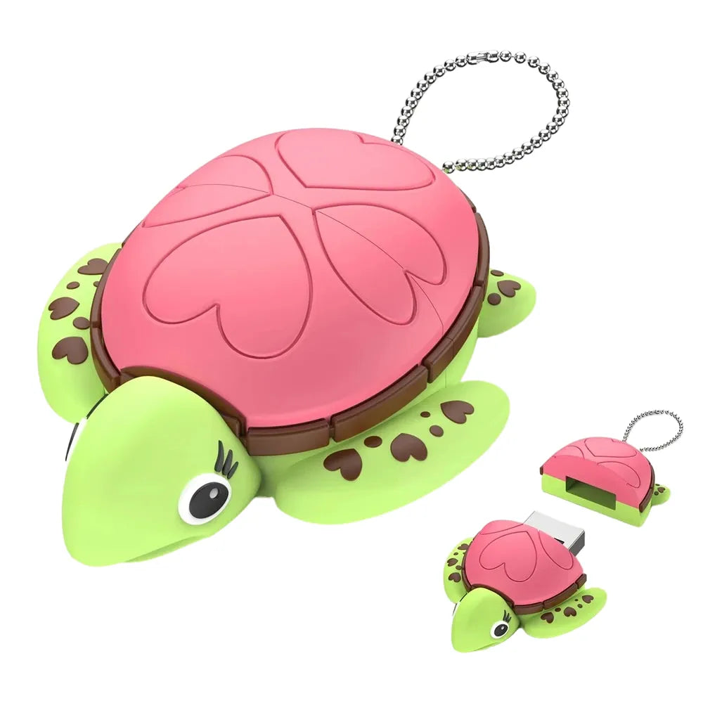 cartoon sea turtle usb flash drive 256gb 128gb 64gb memory stick for kids and novelty collectors - fun animal shaped pen drive for data storage, gift idea