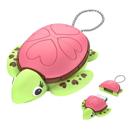 Cartoon Sea Turtle USB Flash Drive 256GB 128GB 64GB Memory Stick for Kids and Novelty Collectors - Fun Animal Shaped Pen Drive for Data Storage, Gift Idea