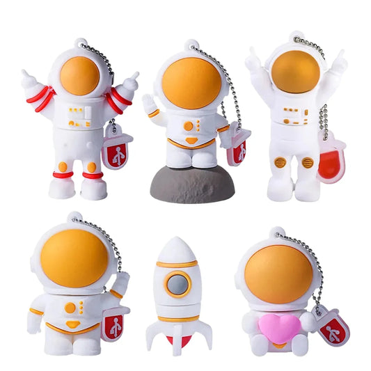 USB Flash Drive 16GB-128GB Astronaut Design, Creative Silicone Memory Stick, Cool Gift Pen Drive with Free Key Chain, USB 2.0, Portable Storage for PC & Laptop