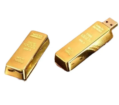 Gold Bar USB Flash Drive, Metal Pen Drive 4GB to 128GB, USB 2.0 Memory Stick for Gift, Photography, Business, Wedding Storage Solutions