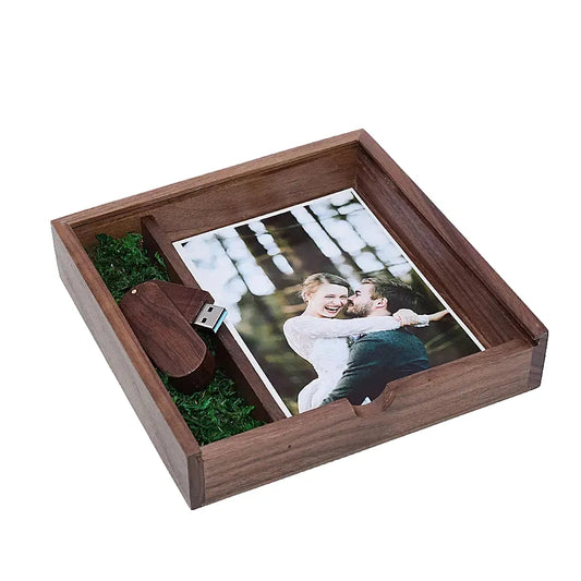 Wooden USB 3.0 Flash Drive 128GB with Box - Creative Photography, Wedding Gift, Memory Stick, 64GB Pen Drive, Ideal for Albums and Data Storage