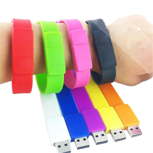 USB Flash Drive Bracelet 64GB Wristband Memory Stick, Creative Waterproof Silicone Pen Drive for Data Storage and Transfer, Black