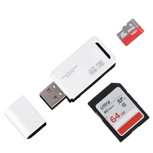USB 2.0 TF Micro SD Card Reader Adapter for High-Speed Data Transfer, Compatible with Computers, Notebooks, Laptops, Supports USB Disk Writing with Dual Port Design