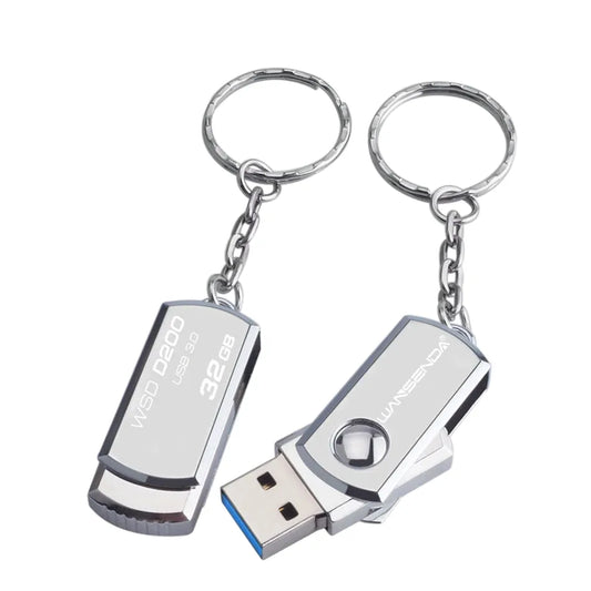 USB 3.0 Flash Drive, Metal Memory Stick, Keychain Pen Drive, Rotating Design, 16GB, 32GB, 64GB, 128GB, 256GB Storage Options, High-Speed Data Transfer