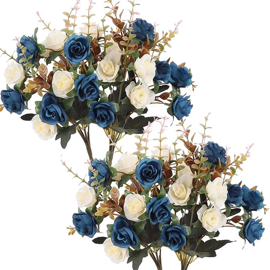 Silk Rose Artificial Flower Bouquet - 12 Head Bunch for Home Decor, Indoor Garden, Wedding, Anniversary, Party and Event Decoration, Elegant Fake Floral Arrangement
