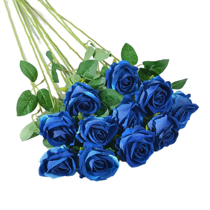 Lifelike Silk Blue Rose Artificial Flowers for Weddings, Home, Anniversary, Birthday, Party Decor - 3/5pcs Pack
