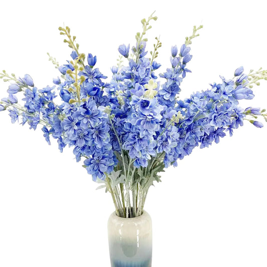 Silk Delphinium Artificial Flower Bouquet for Home Wedding Hotel Decoration - Elegant Indoor Floral Arrangement for Anniversary, Baby Shower, Housewarming, Birthday Celebrations