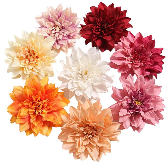 Artificial Dahlia & Chrysanthemum Flower Heads, 5/10pcs, 15cm, Silk DIY Home Decor, Bridal Bouquet Accessories, Party, Anniversary, Indoor Decoration
