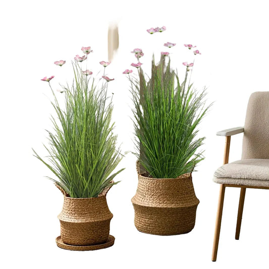 Artificial Green Plant Set of 4, Plastic Flower Branches for Home, Garden, Hotel Wedding Décor, Perfect for Indoor and Outdoor Decorative Use