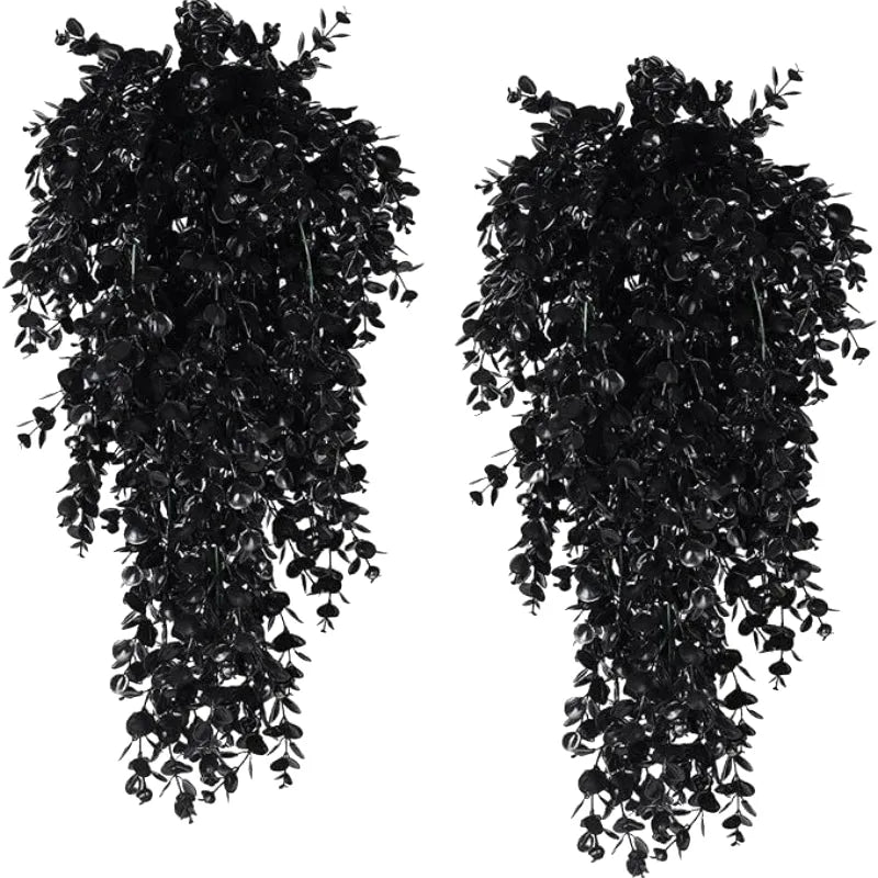 artificial black vines, uv-resistant hanging decoration, set of 2 - perfect for outdoor, indoor, home, garden, halloween, bridal showers, and exhibitions