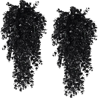 Artificial Black Vines, UV-Resistant Hanging Decoration, Set of 2 - Perfect for Outdoor, Indoor, Home, Garden, Halloween, Bridal Showers, and Exhibitions