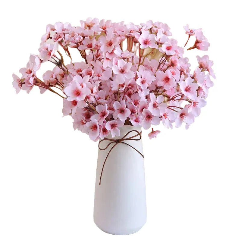 artificial peach blossom silk flowers, pink white 41cm, indoor wedding decor, bridal shower, office decoration, cherry style faux flower branch ornament, party arrangement