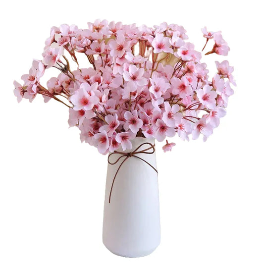 Artificial Peach Blossom Silk Flowers, Pink White 41cm, Indoor Wedding Decor, Bridal Shower, Office Decoration, Cherry Style Faux Flower Branch Ornament, Party Arrangement