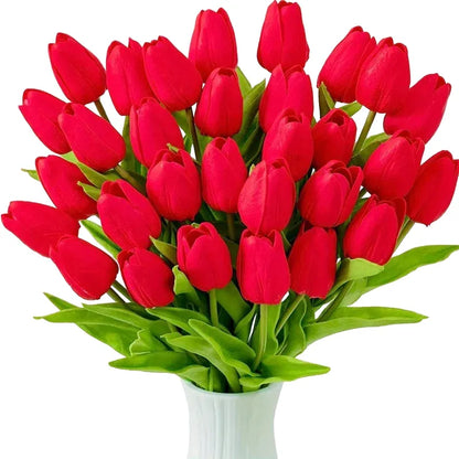 Vibrant Real Touch Artificial Tulip Bouquet, Silk Flower Branches for Home Decor, Wedding, Anniversary, Birthday, Housewarming, Indoor Display