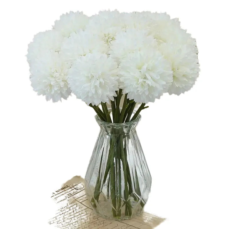 artificial dandelion & hydrangea flower bouquet 5pcs non-woven fabrics for home vase decor, garden, party, wedding centrepiece, bridal, christmas ornament