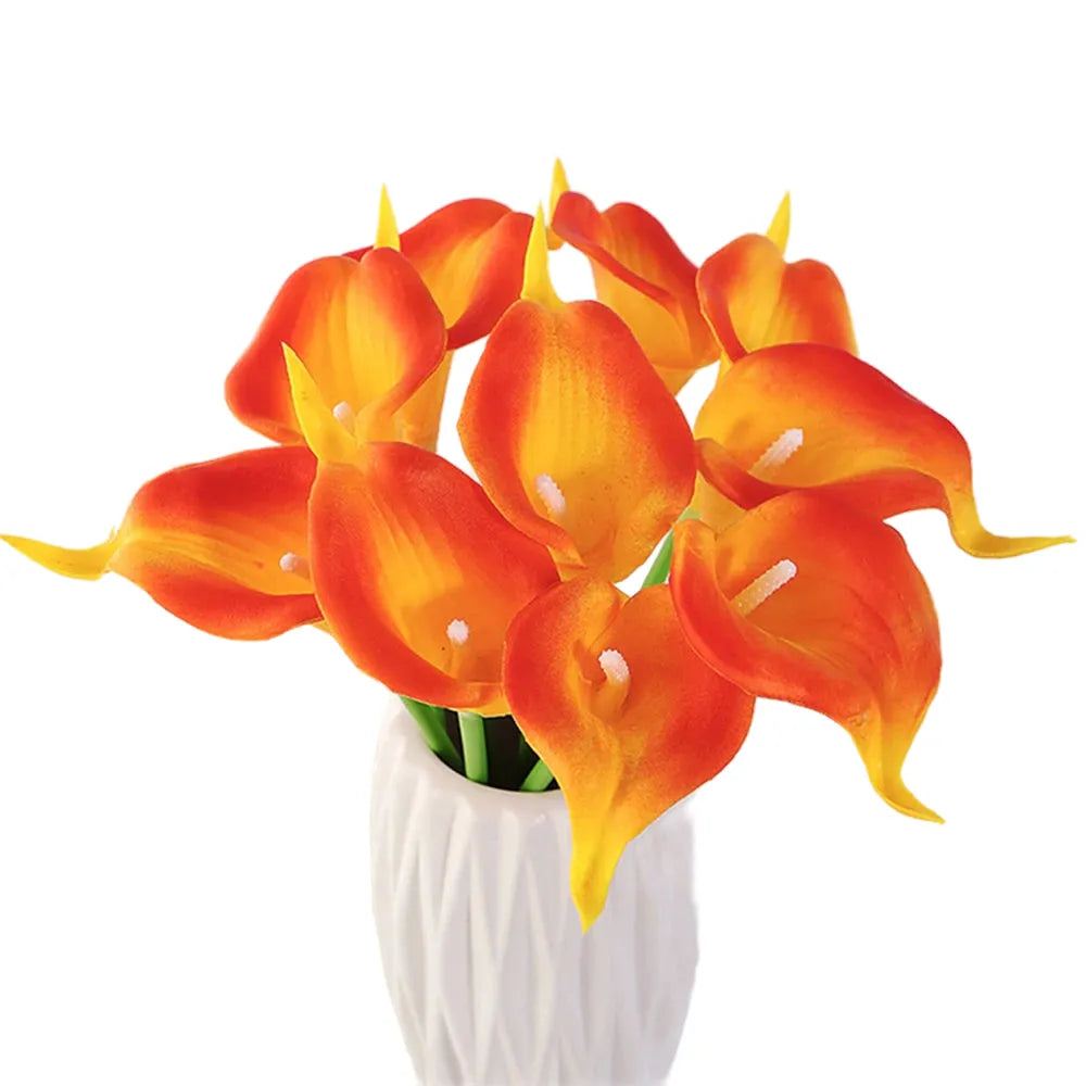 artificial blue calla lily flowers - pu material 34cm for wedding bouquet, table centrepiece, home decor, bridal shower decoration, indoor use, pack of 10/5