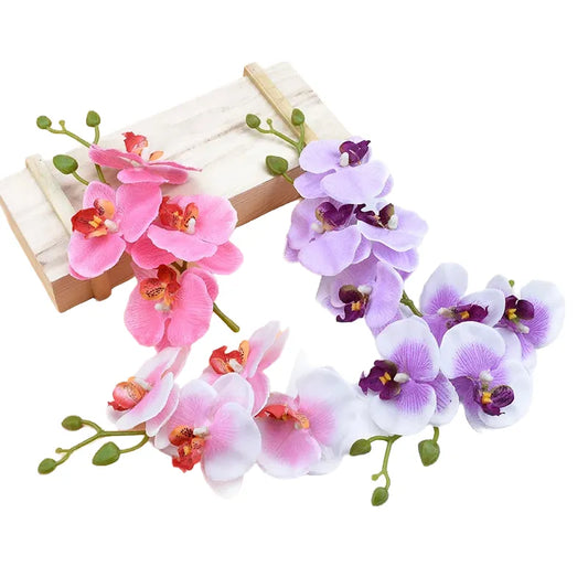 Artificial Silk Butterfly Orchid Flower Set for Wedding, Home & Event Decor - Decorative Floral Arrangement for Indoor Use, Ideal for Vases & Centrepieces, 4 Piece Bundle