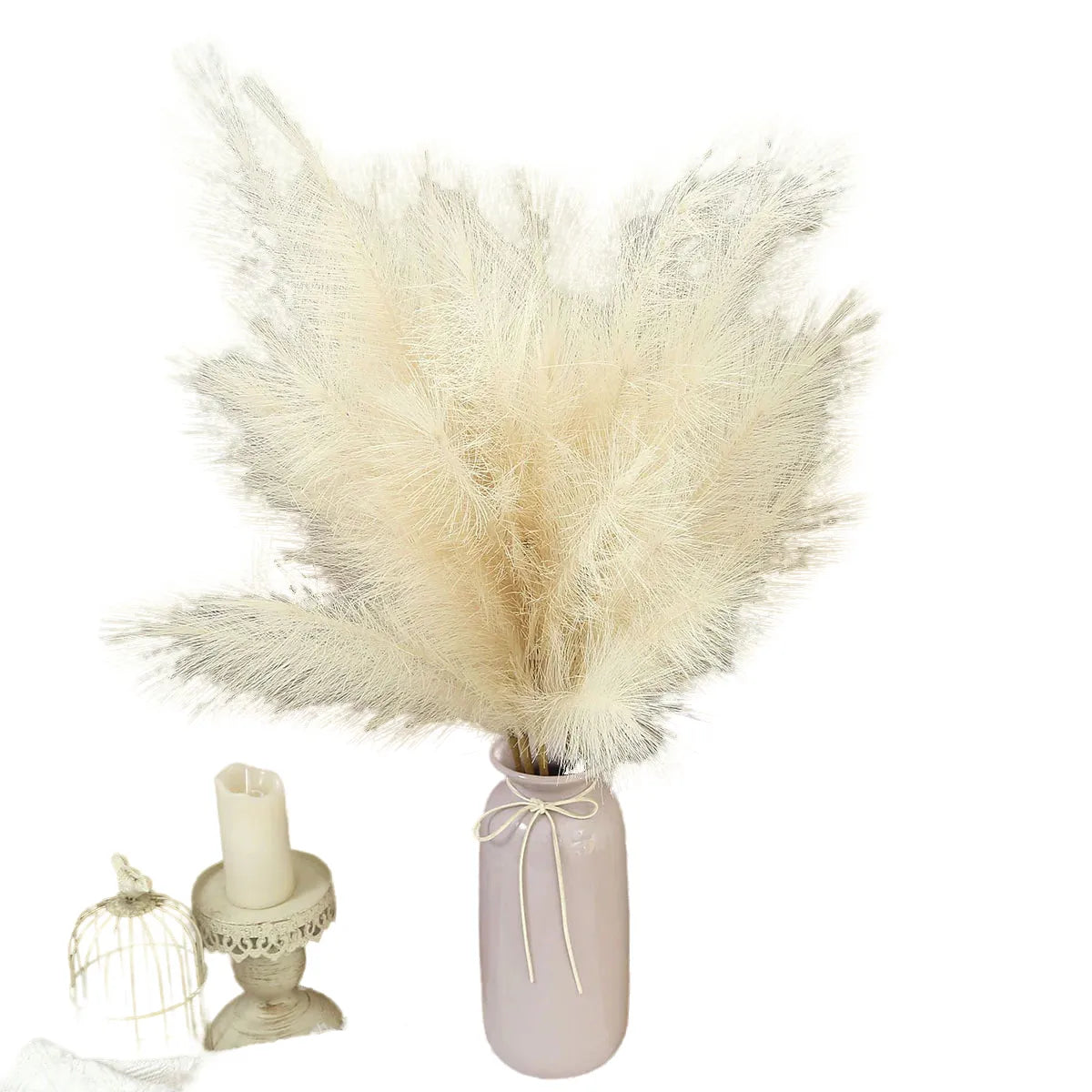 artificial pampas grass bouquet, 42cm fake reed grass for boho decor, indoor outdoor vase display, party bridal shower decoration, plastic flower arrangement, multiple pack options