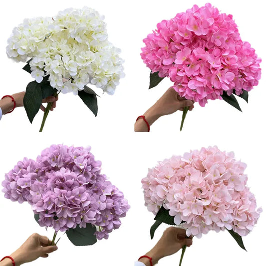 Silk Hydrangea Bouquet Artificial Flowers for Wedding, Home Decor, DIY Floral Arrangement, Bridal Baby Shower, Indoor Party Decoration, Large Size