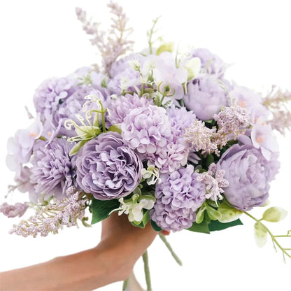 Silk Peony Bouquet Artificial Flowers for Weddings, Home, Garden Decoration, Floral Arrangements, Valentine's, Birthday or Anniversary Gifts, 30cm Long - 6 Colours Available