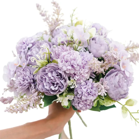 Silk Peony Bouquet Artificial Flowers for Weddings, Home, Garden Decoration, Floral Arrangements, Valentine's, Birthday or Anniversary Gifts, 30cm Long - 6 Colours Available