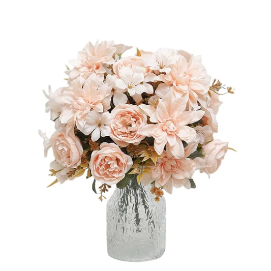 Silk Peony Faux Flower Bouquet for Home Decor, Wedding, Bridal Shower, Party; High-Quality Artificial Floral Arrangement for Indoor Use, Gift Idea