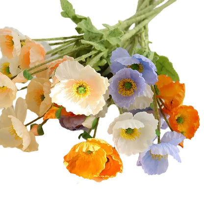 Artificial Silk Poppies Flower Bouquet for Weddings, Home Decor, Parties, Indoor Use – Decorative Anniversary Celebration Flowers from Mainland China