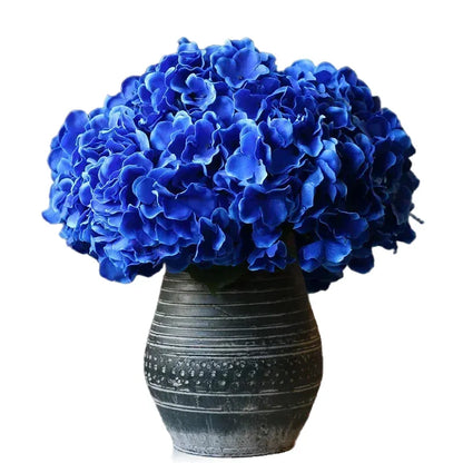 Artificial Hydrangea Silk Flower Bouquet, Pack of 5, Multi-Colour Choices, Ideal for Weddings, Home Décor, Indoor Table Decoration, Anniversary, Party Centrepiece