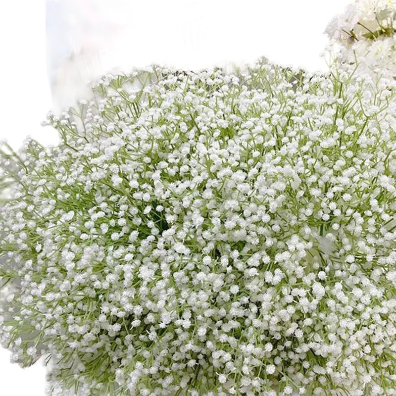 artificial baby's breath flowers 50pcs real touch gypsophila bouquet for wedding decoration, home decor, bridal shower, party celebrations, indoor faux floral accents