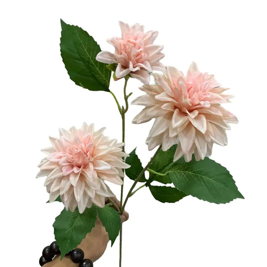 Artificial Dahlia Flowers with 3 Heads Long Branch Silk for Home Wedding Decor, Bedroom Decoration, Party and Indoor Events - Elegant, Lifelike Floral Arrangement