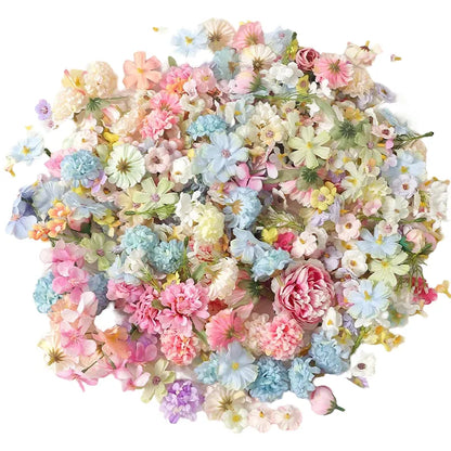 Mini Silk Artificial Flowers Set, 50Pcs Mixed Colours, Ideal for Home Décor, Crafts, Wedding, Anniversary, Baby Shower, Birthday, Indoor Decoration Accessories