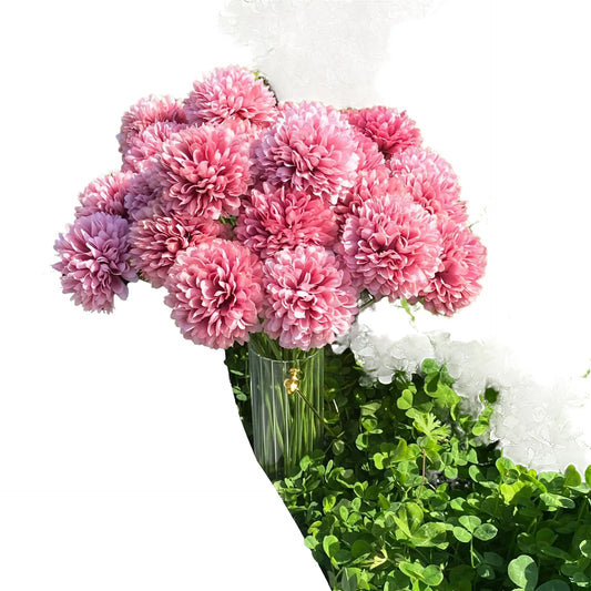"Silk Chrysanthemum Ball Bouquet 29cm Artificial Flowers for Weddings, Home, Party Decor - Elegant Indoor Arrangement"