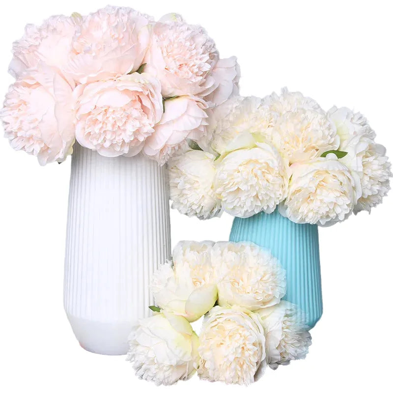 peony silk flower bouquet, rose pink, 32cm, large heads, for bridal showers, engagements, weddings, parties, home decor, indoor arrangements