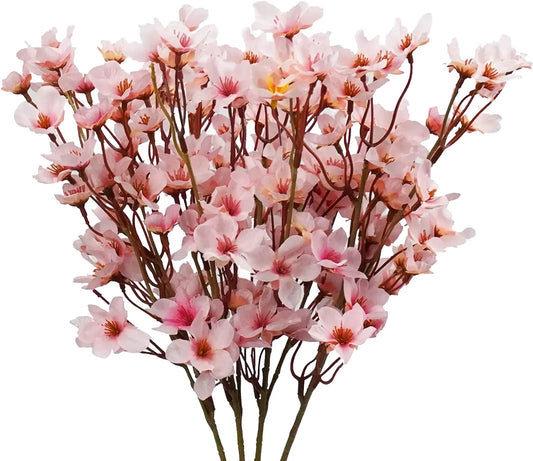 Artificial Silk Cherry Blossom Flower Branches 41cm - Pink Decorative Faux Floral Arrangement for Home, Party, Wedding, Anniversary, Baby Shower, Indoor Decor Use
