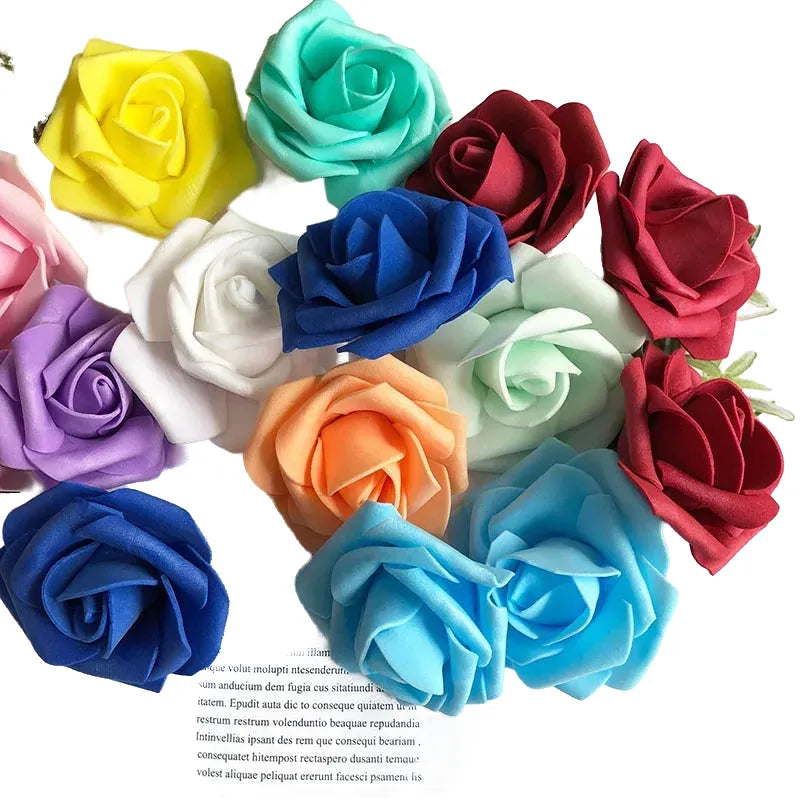 artificial rose flower heads 7cm | wedding party home decor | garden diy crafts | 10/20/50 pack | anniversary birthday housewarming event decoration